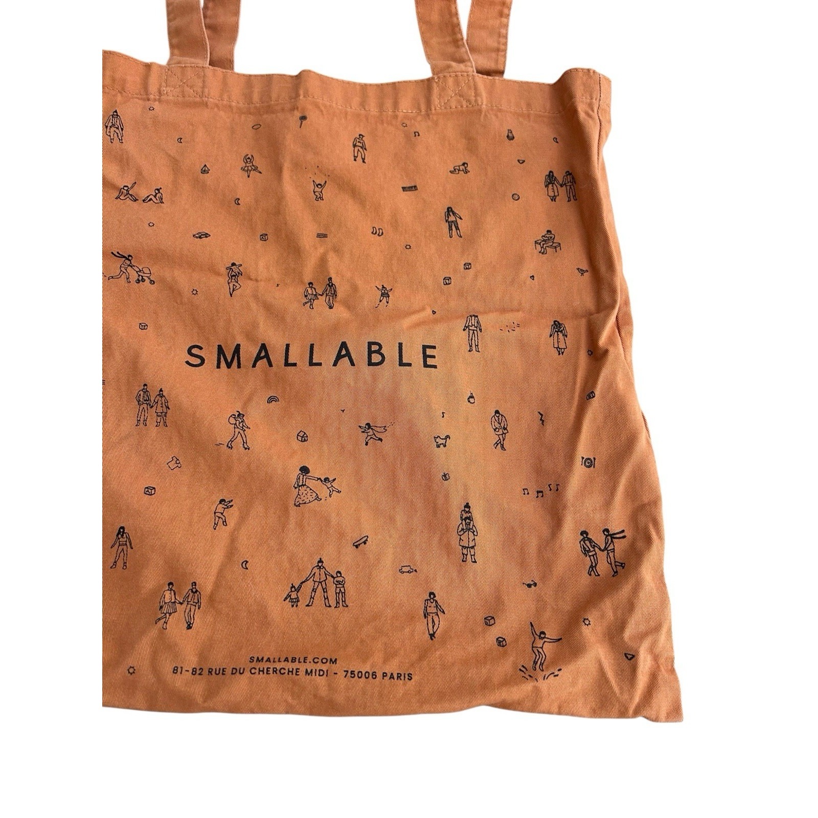 Smallable Limited Edition Orange Tote Bag From Paris 16x15 Organic Cotton — image 4 of 7
